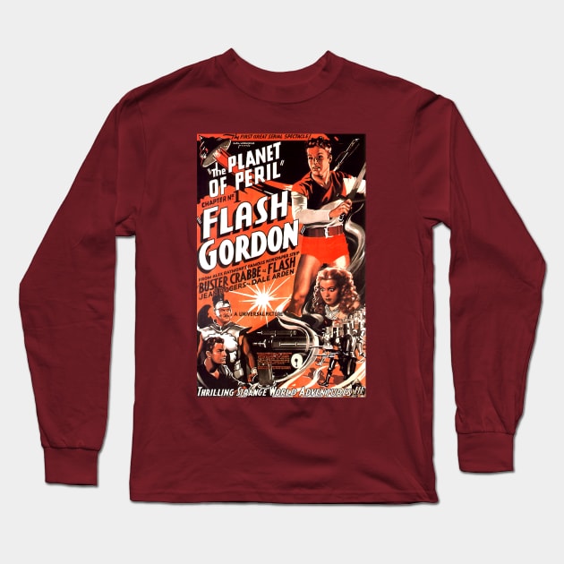 Classic Flash Gordon Serial - Planet of Peril Poster Long Sleeve T-Shirt by Starbase79